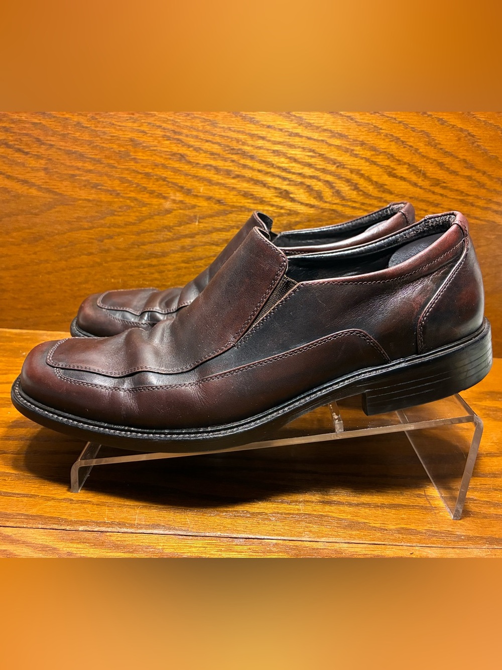 Y2K VTG Johnston & Murphy Square Toe Burgundy Leather Loafers Men’s Size 10.5